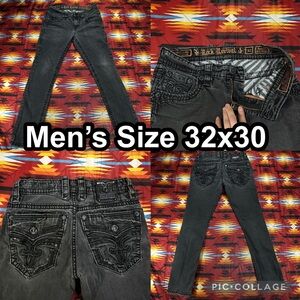 Rock Revival Jeans Mens 32x30 Black Satellite Slim Straight Denim Casual Western